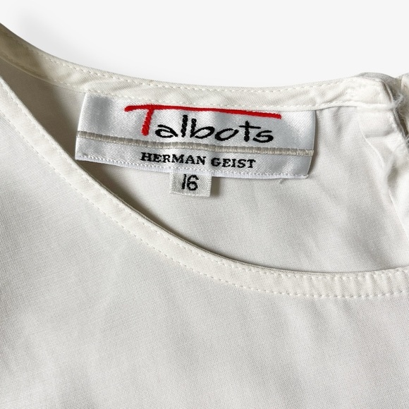 VTG 80s Herman Geist for Talbots Antique White Relaxed Short Sleeve Shirt Blouse - Picture 7 of 9
